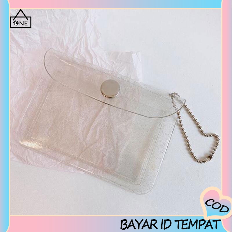 COD❤Tas Kartu Mini Transparan Fashion Wanita Nyaman dengan Tas Gesper A one