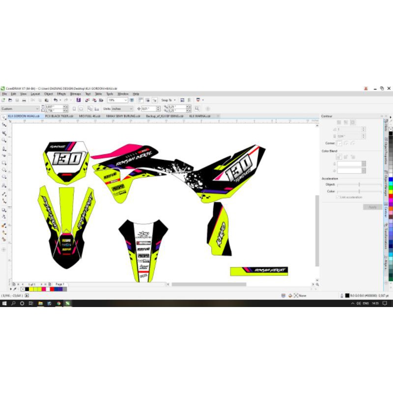 striping stiker dekal full bodi KLX Gordon free rubah nama+no