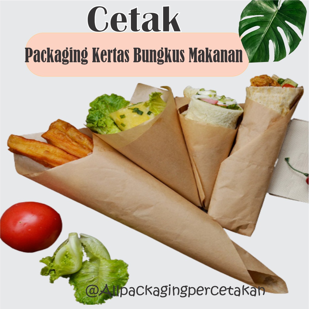 CETAK PACKAGING KERTAS BUNGKUS MAKANAN CUSTOM / PACAGING KERTAS BUNGKUS MAKANAN CETAK NAMA/TULISAN/G