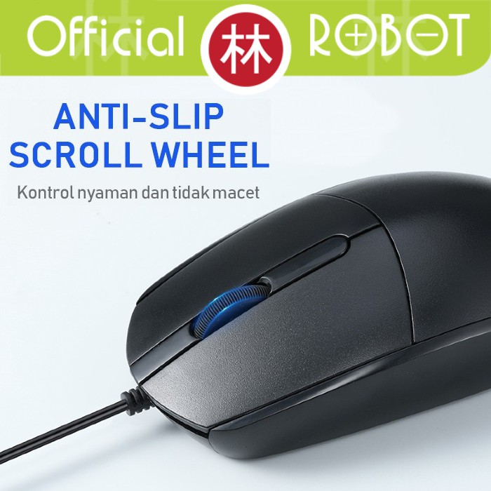 Robot M120 Office Wired Mouse 1000 DPI Ergonomic Design Anti Slip