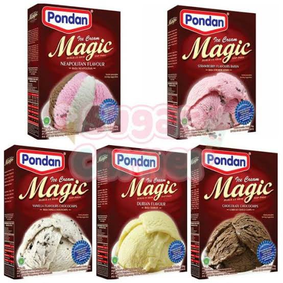 Es Krim Instan Pondan Ice Cream Magic rasa Stroberi/Durian/Vanilla/Cokelat/Neapolitan/kacang hijau/m