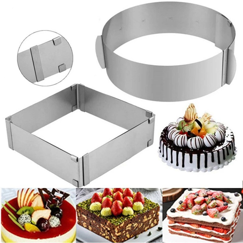 Hot Sale/Ready stock Cetakan Kue Bulat Stainless Steel/Square Dessert Mousse Cake Ring Mold/DIY Bakeware Cetakan Kue Cupcake Mold Alat Mendekor Kue