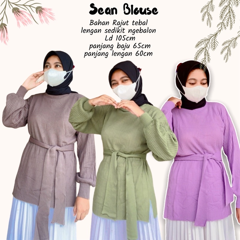 SEAN BLOUSE RAJUT / RAJUT TALI / TUNIK RAJUT / BAJU RAJUT LENGAN BALON | BLOUSE RAJUT
