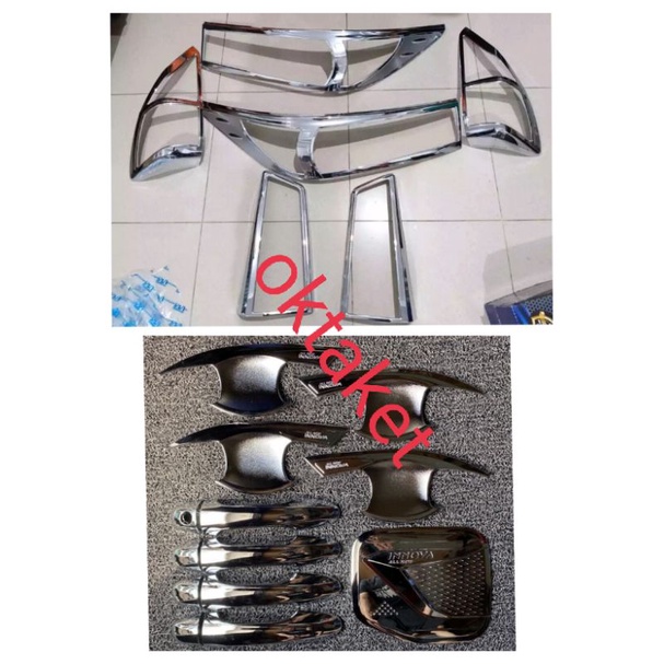 paket lengkap all new innova 2016 2018 2020 2022 Reborn garnish depan belakang outer handle tank hitam chrome carbontivo