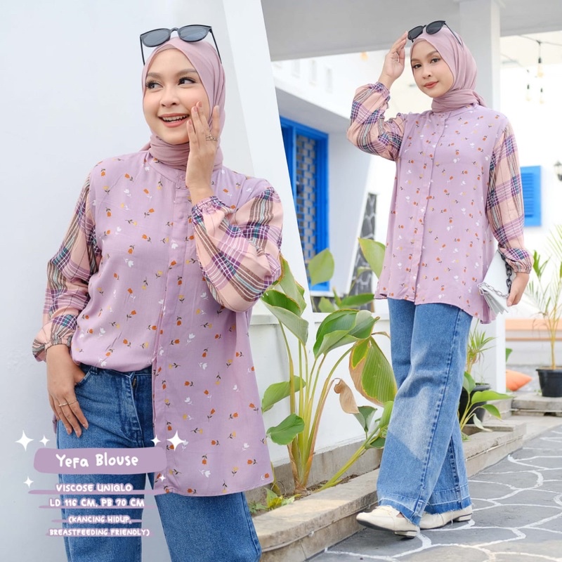 Yefa Blouse | Blouse wanita | Atasan wanita bahan viscose uniqlo