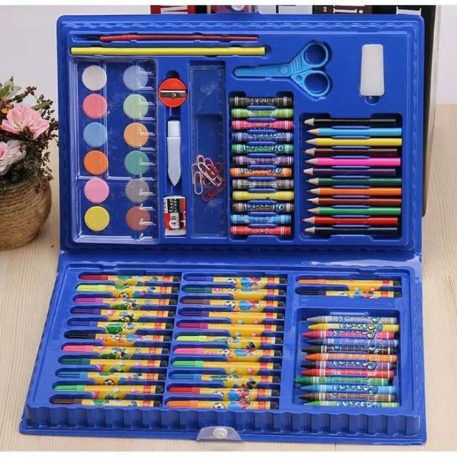 

CRAYON 86PCS KRAYON SET PAINTING SET alat mewarnai - Biru