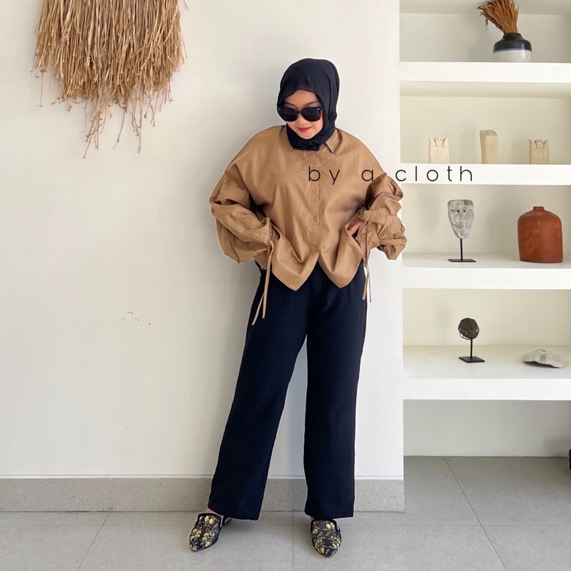 Kemeja Katun Oversize Serut Lengan by a cloth