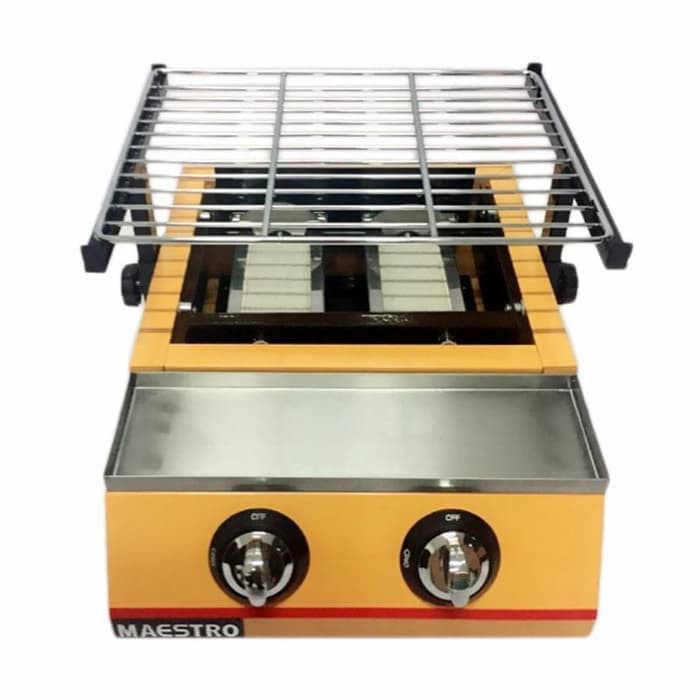 Kompor panggangan pembakaran burner barbeque sosis 2 tungku Maestro