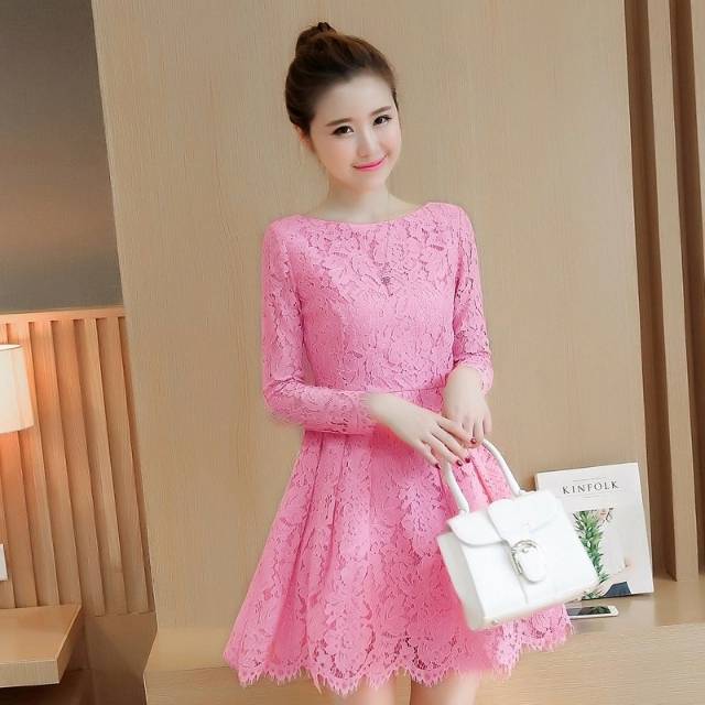 Pakaian wanita baju mini dress dress gaun dres Korea pendek sage cewek import baju mini dress gaun p