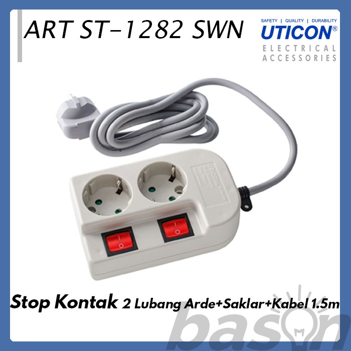 UTICON ST1282SW Power Extension - Stop Kontak 2Lubang 1.5 Meter dengan individual switch