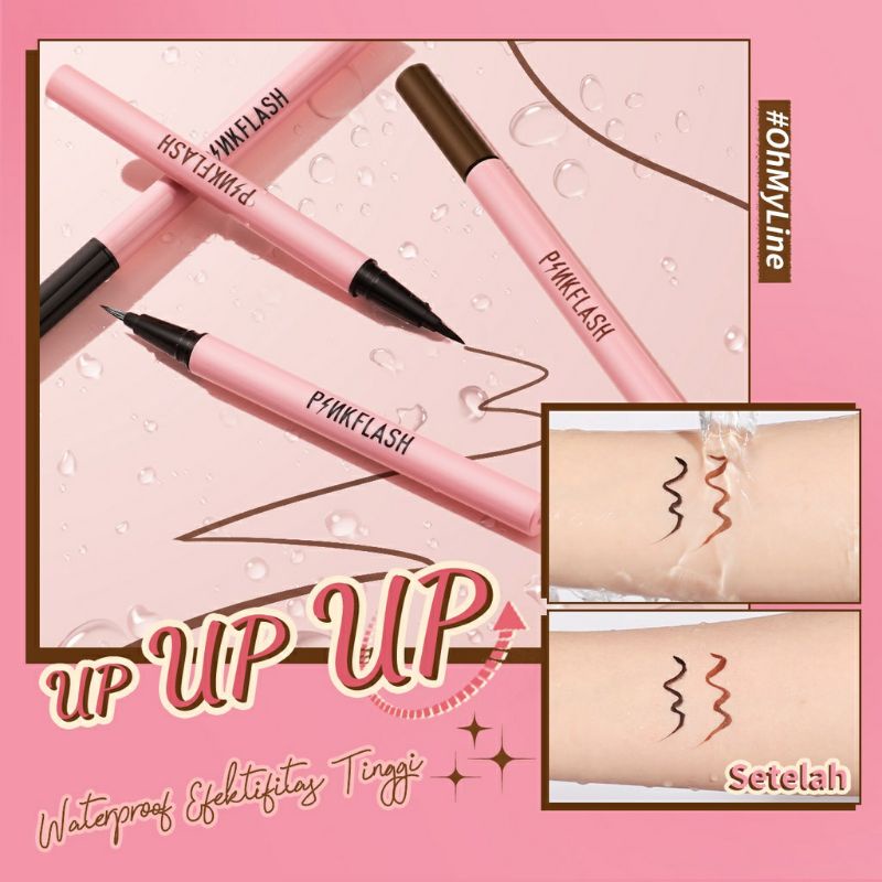 PINKFLASH Eyeliner Pen B-01 Upgtade Waterproof Anti Air Tahan Lama Pink Flash Murah OhMyLine