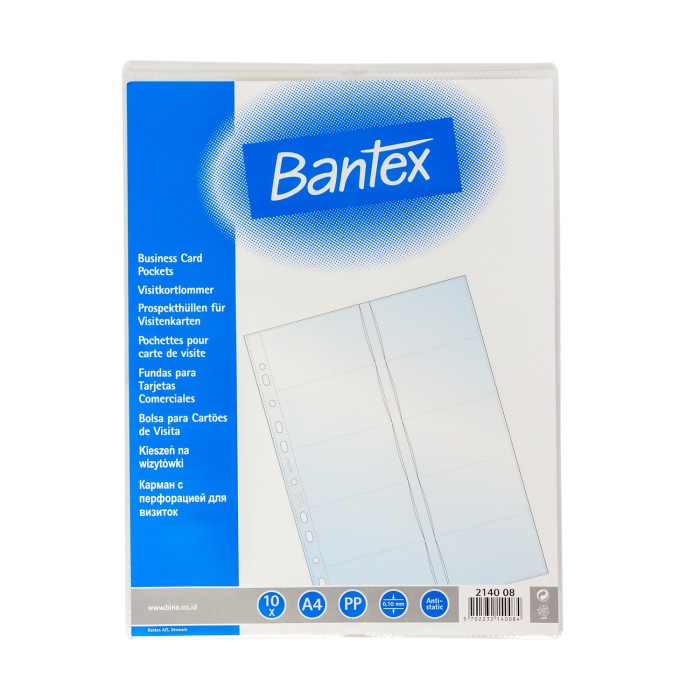 

READY Bantex Business Card Pocket A4 in Pack of 10 pcs 20 name card #2140 08 TERBARU