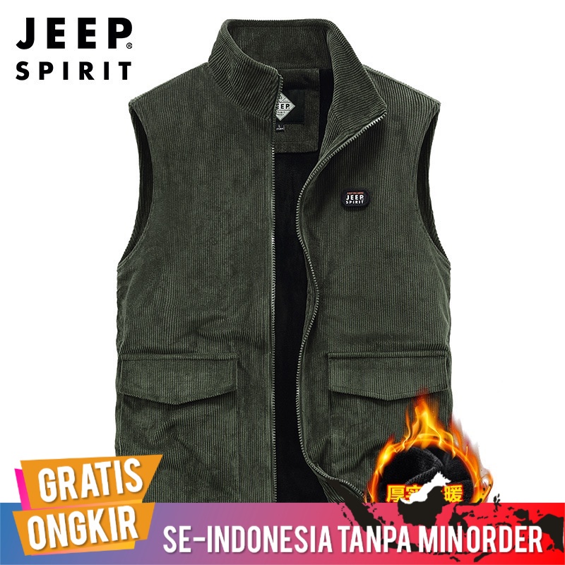 Rompi Pria Import Jeep Spirit Original 2021 Musim Dingin  Outdoor Pria Corduroy Rompi Pria UK Besar 