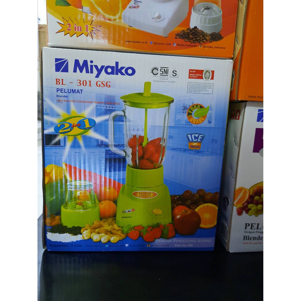 Miyako Blender Gelas / Kaca 1 Liter BL-301 GSG 2in1 Pelumat GARANSI