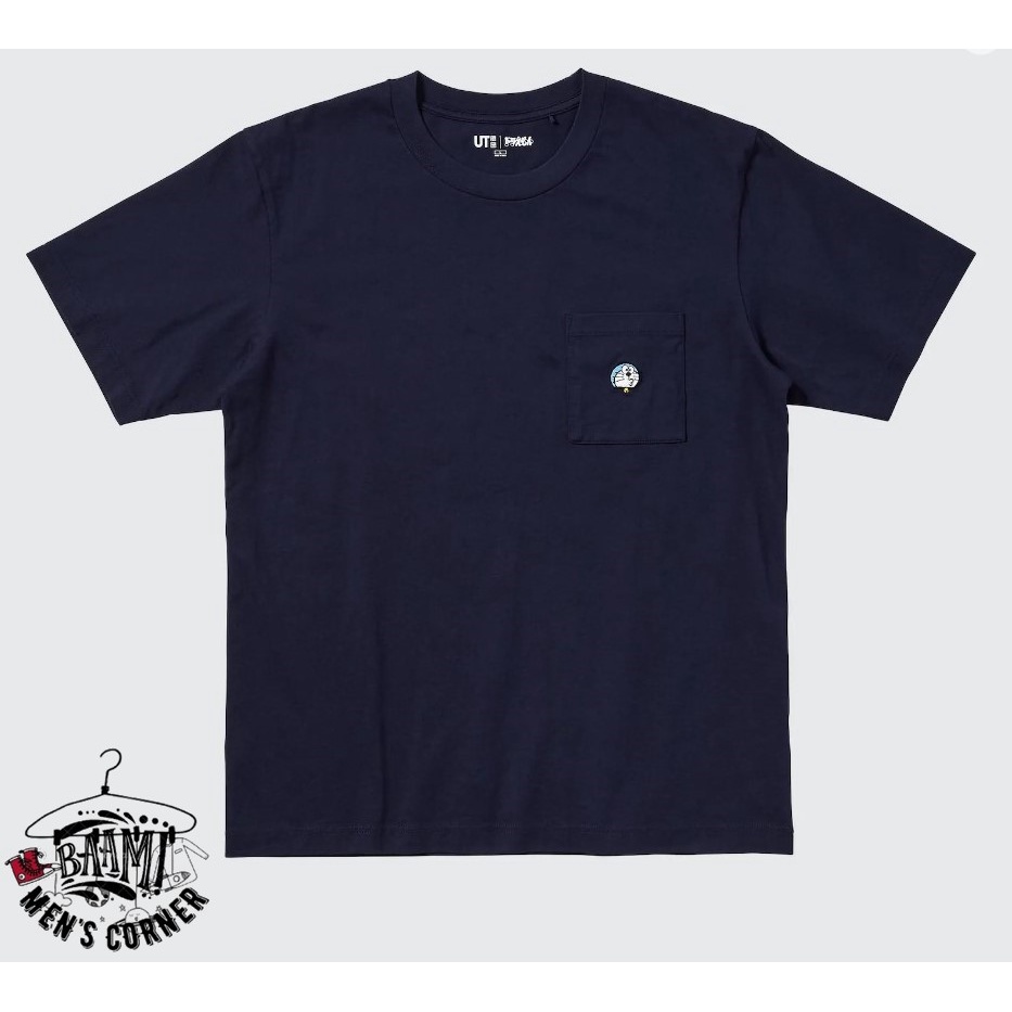 KAOS UNIQLO - UT Doraemon Lengan Pendek, Navy