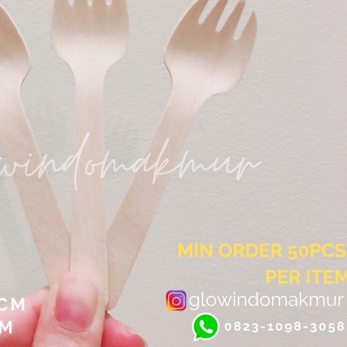 100pcs Gase Kayu Spork Sendok Makan Kayu Garpu Makan Kayu Wooden Spoon Wooden Fork Wooden Spork