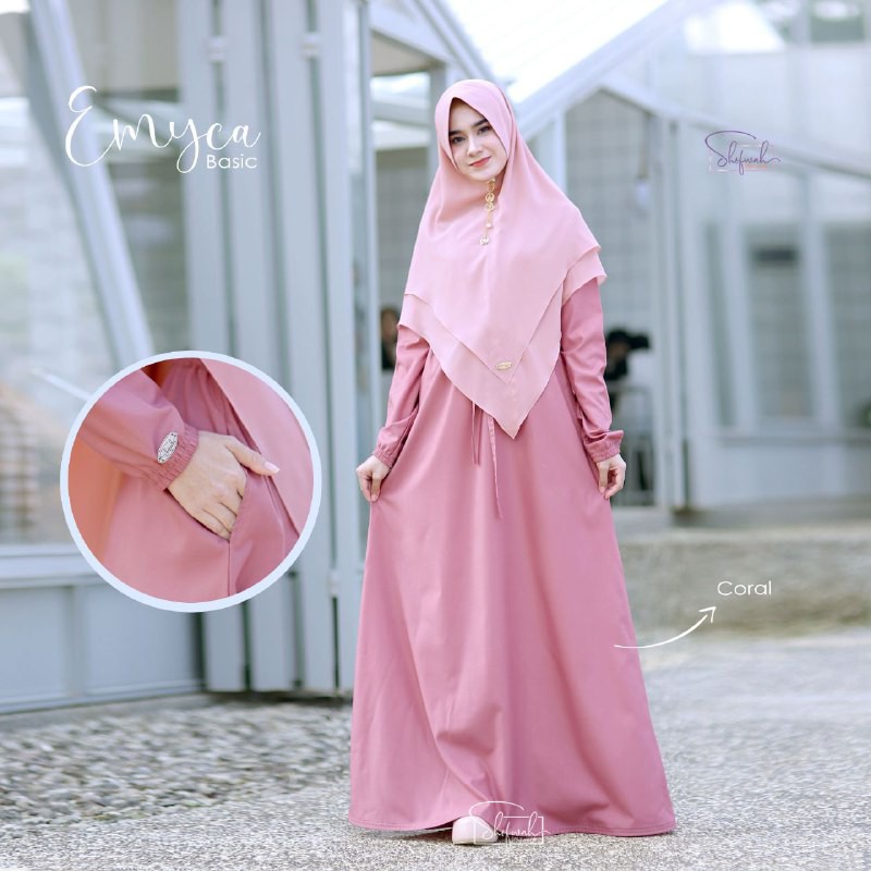 Shofwah Emyca Basic Dress Gamis Polos Bahan Katun Phoebe