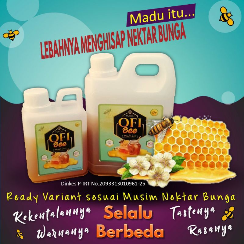 [0,5 kg] Madu Murni Setengah Kilo (Raw Honey) Fresh dan Alami Tanpa Campuran