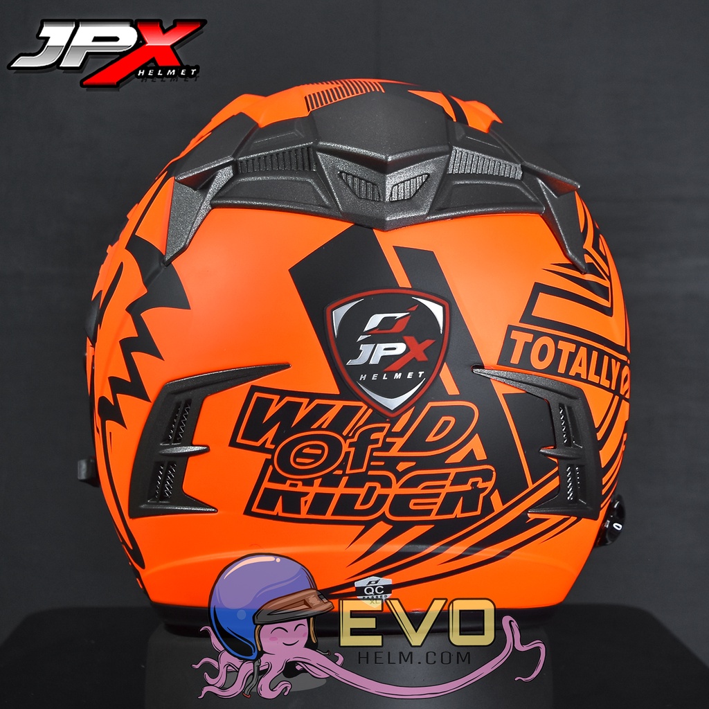 HELM JPX SUPERMOTO WILD RIDER - FLUO RED DOFF/BLACK