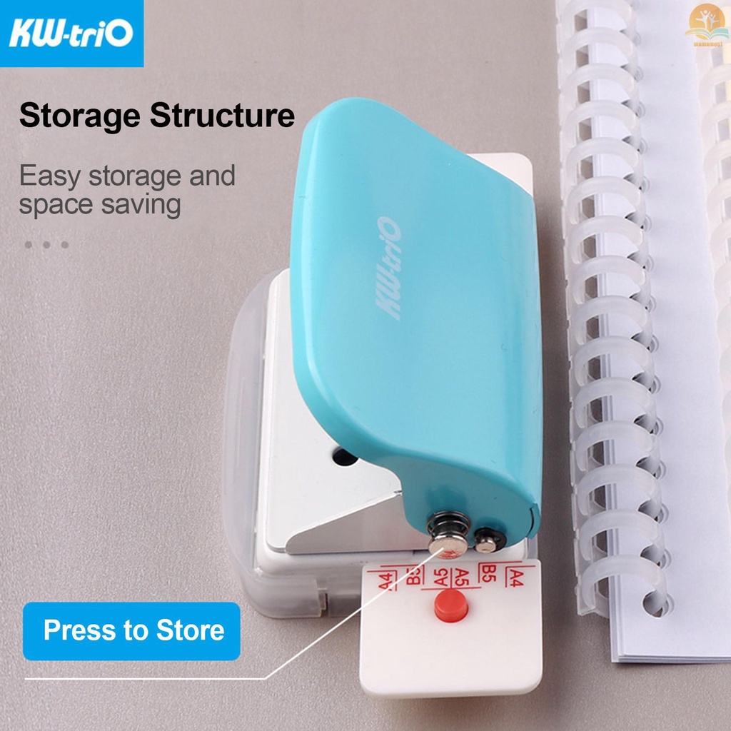 KW-trio 6-Hole Paper Punch Handheld Metal Hole Puncher 5 Sheet Capacity 6mm for A4 A5 B5 Notebook Scrapbook Diary Planner