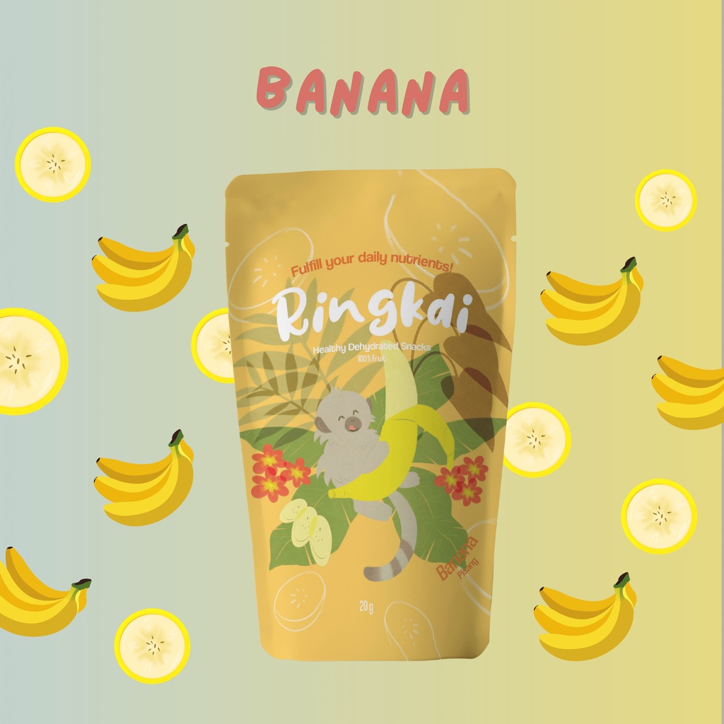 

Banana - Pisang | Ringkai Healthy Dehydrated Snack 20gr | Cemilan Buah Kering 100% REAL FRUIT | Termurah