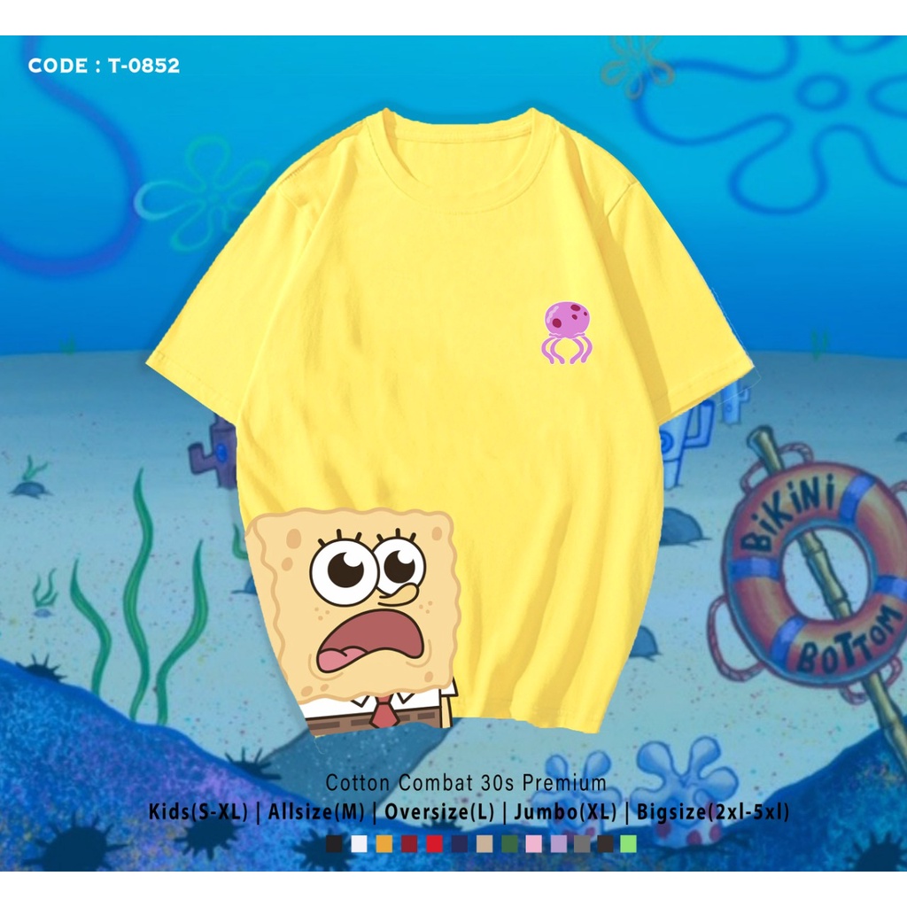 KAOS TERBARU / PRIA WANITA / KAOS POPULER / REAL PICTURE / SPONGEBOBS SYOK / BEST SELLER / CUSTOM TEE