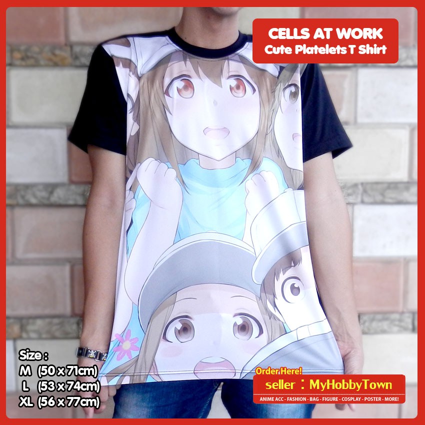 Kaos Anime Cells At Work Hataraku Saibou Platelet Trombosit Full Print