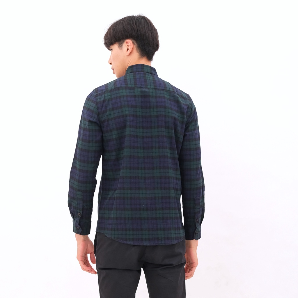 SANVANINA Kemeja Flanel Lengan Panjang Motif Kotak Flanel TARTAN DARK GREEN E-1216