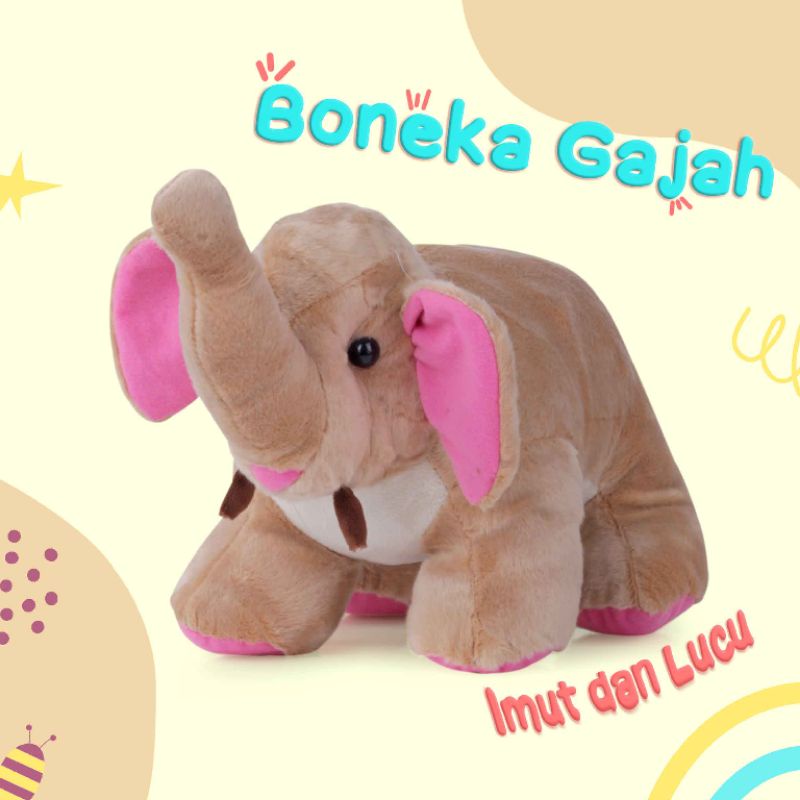 Boneka Gajah Coklat Berlabel SNI Bahan Premium | Boneka Cantik Lucu Lembut Ditangan Bahan Velboa Berkualitas