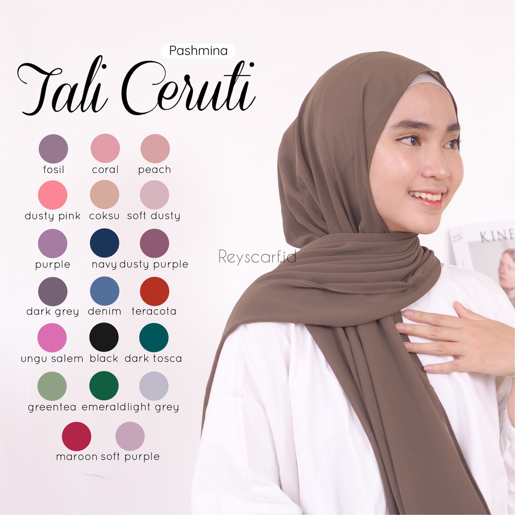 Pashmina Tali Ceruti Babydoll By Reyscarf Premium Eksklusif Banyak Pilihan Warna Luxury I Bisa Cod