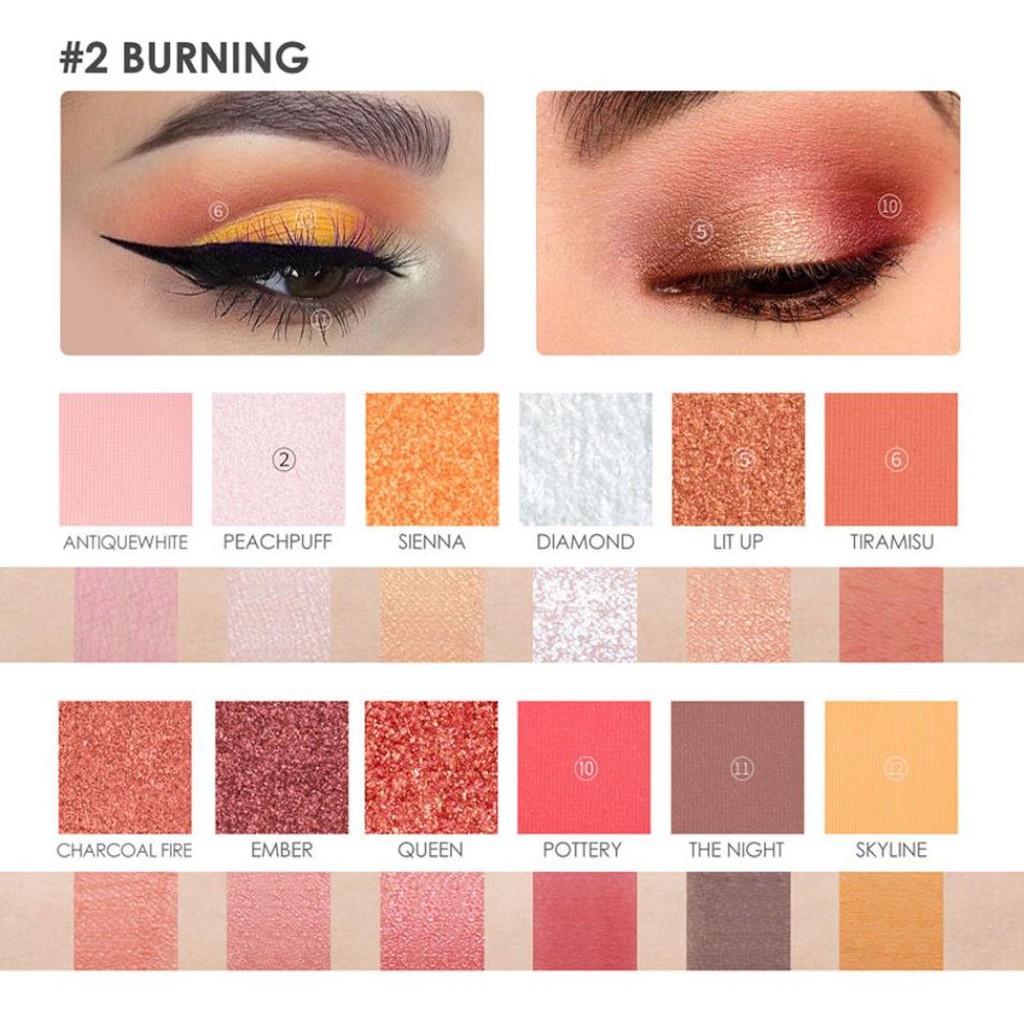 (READY &amp; ORI!) Focallure 12 Colors Eyeshadow Palette Sunset Burning So Hot - FA50 FA 50