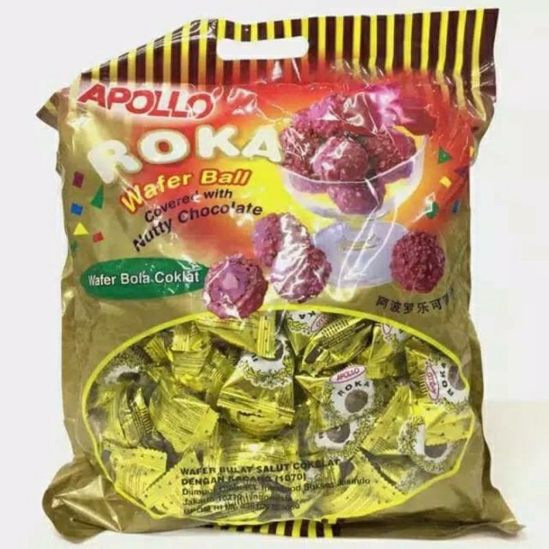 

APOLLO ROKA WAFER BALL CHOCOLATE | BOLA WAFER COKLAT 300gr isi 50pcs