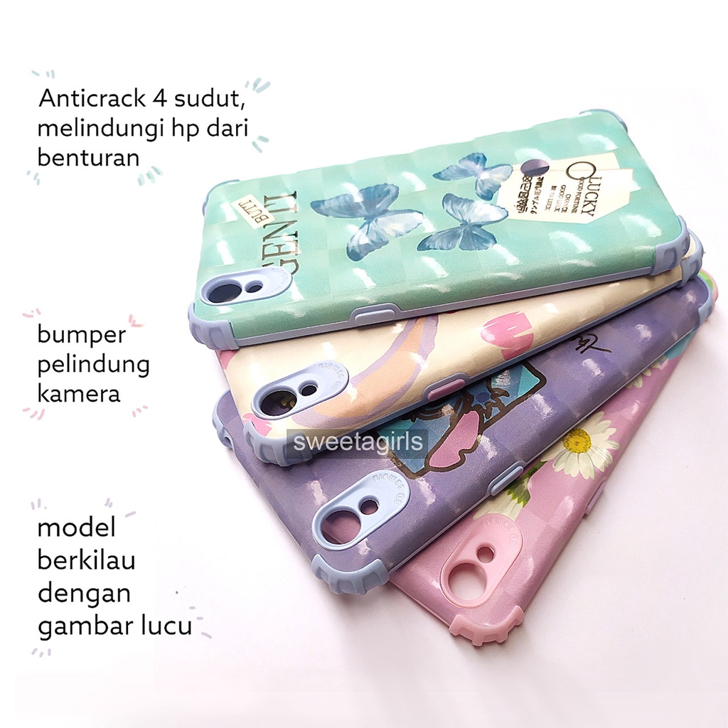 Softcase Silikon Anticrack model Berkilau - Oppo A37 / Neo 9 (sama ukuran) - sweetacase.id - Casing 4 sudut dengan bumper kamera - casing warna pastel - model berkilau dengan diamond cut - casing dengan karakter lucu -aesthetic - casing anak - Case Gemoy