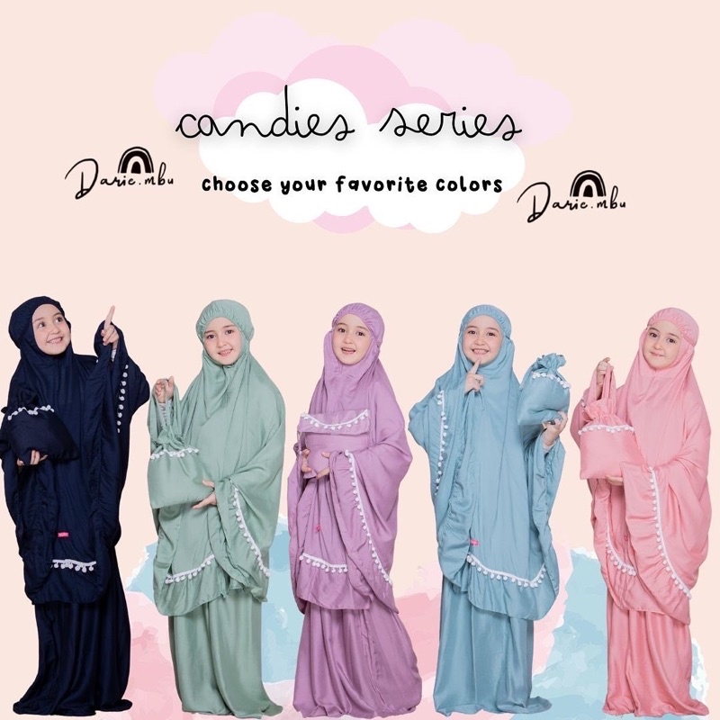 Mukena Anak Umur 1–12 Tahun Katun Rayon Premium Pompom Candies