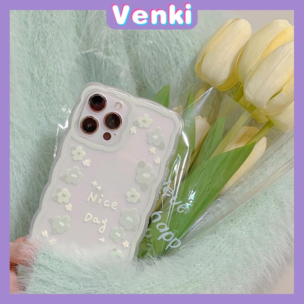 iPhone Case Silicone Soft Case Clear Case Wave Airbag Shockproof Camera Cover Protection Green Flower Compatible For iPhone 11 iPhone 13 Pro Max iPhone 12 Pro Max iPhone 7 Plus