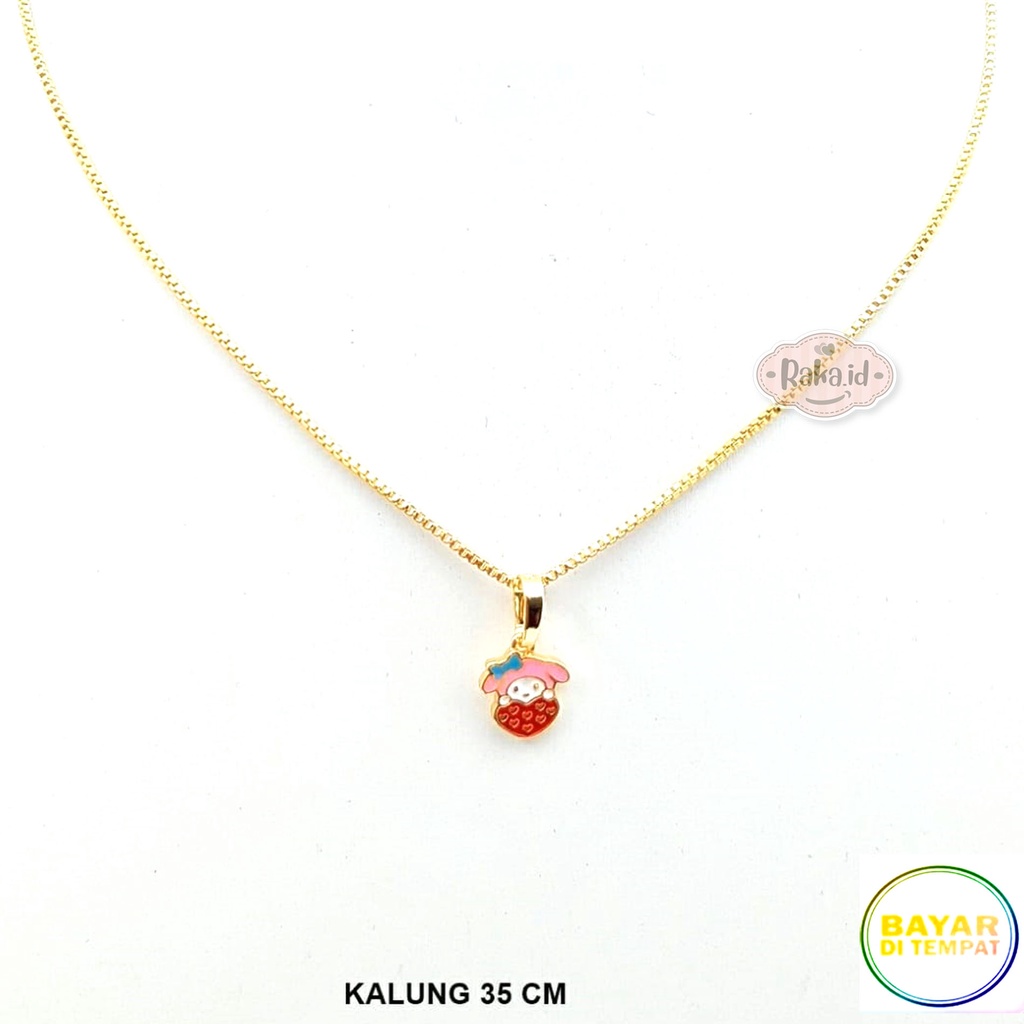 Kalung Anak Rantai Italy Motif Melody Hati Pink Perhiasan Cantik Anak 844
