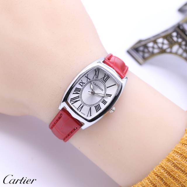 Jam tangan cartier tali kulit fashion cewe