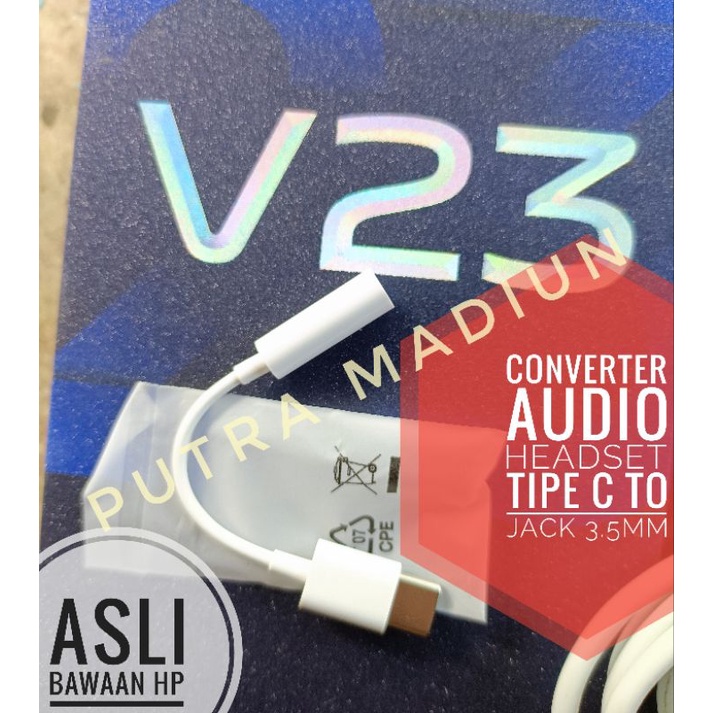 converter audio headset tipe c to Jack 3.5mm 3,5mm asli bawaan HP original ori vivo v23e v23 5g