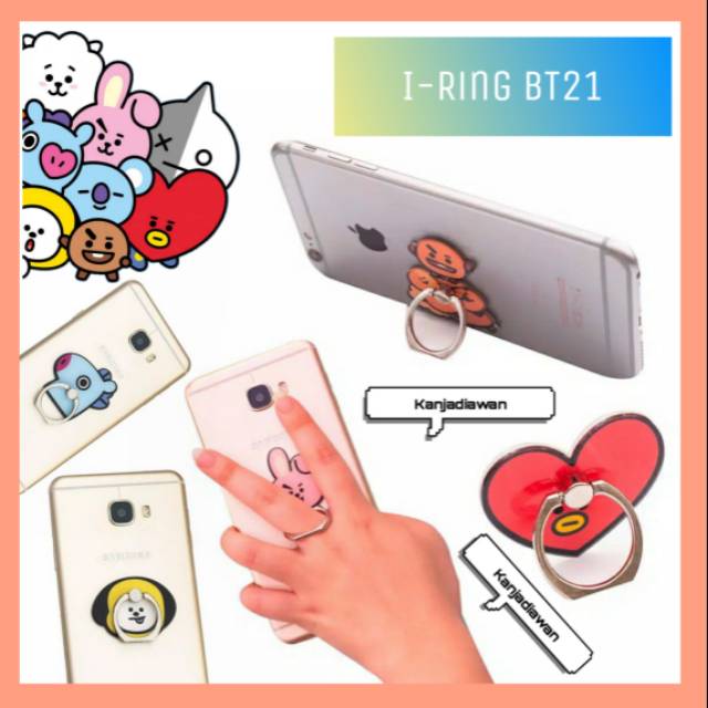 BT21 iRing Akrilik/ Ring Holder BTS / Cincin HP/ Ring Stand/ Phone Holder BT21