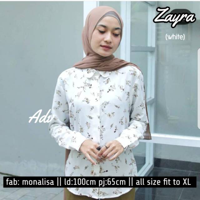  Kemeja  Wanita  Motif Zayra White Pattern Shirt Monalisa 