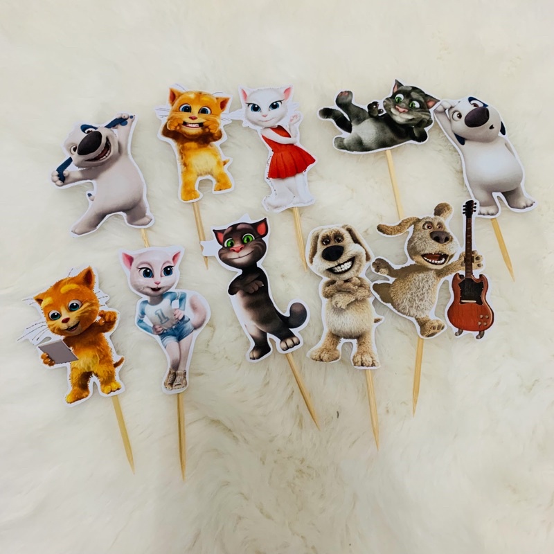 Talking Tom And Friends Topper Cupcake Birthday / Hiasan Kue Ulang Tahun