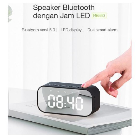 SPEAKER BLUETOOTH TIMER ALARM CLOCK 5.0 WITH LED DISPLAY ROBOT RB550 SUARA CAKEP DESIGN CANTIK