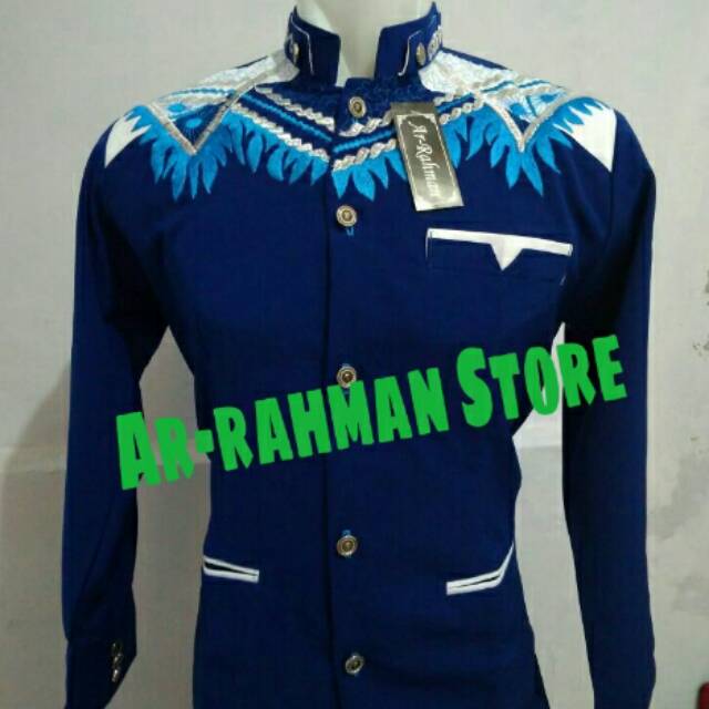 JASKO BORDIR BIRU KOMB PUTIH(RUMPUT)