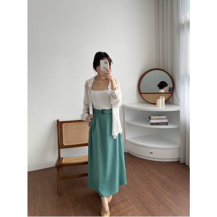 Kadaka B-0143 Long Maxi Skirt Korea Detail Belt