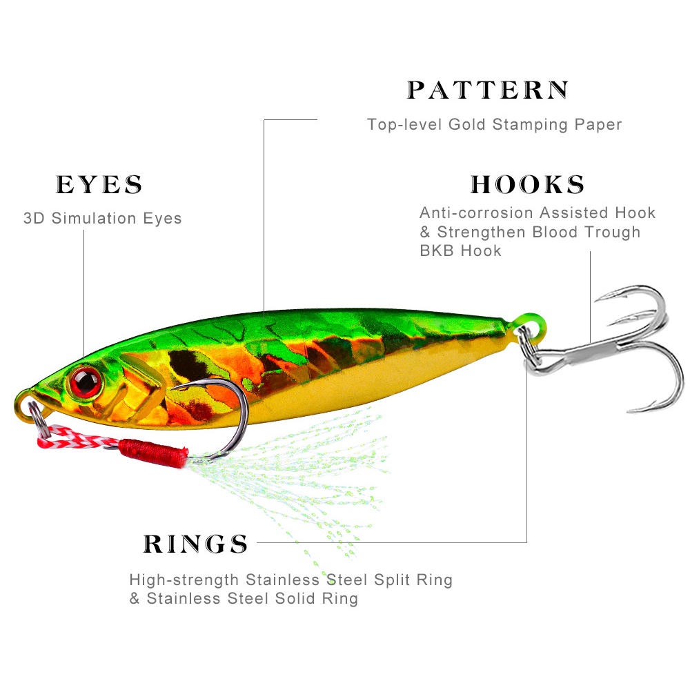 Umpan Pancing Metal jig lure Jigging mancing dasaran 14gr 21gr 30gr sudah dengan assit hook dan treble hook LF117