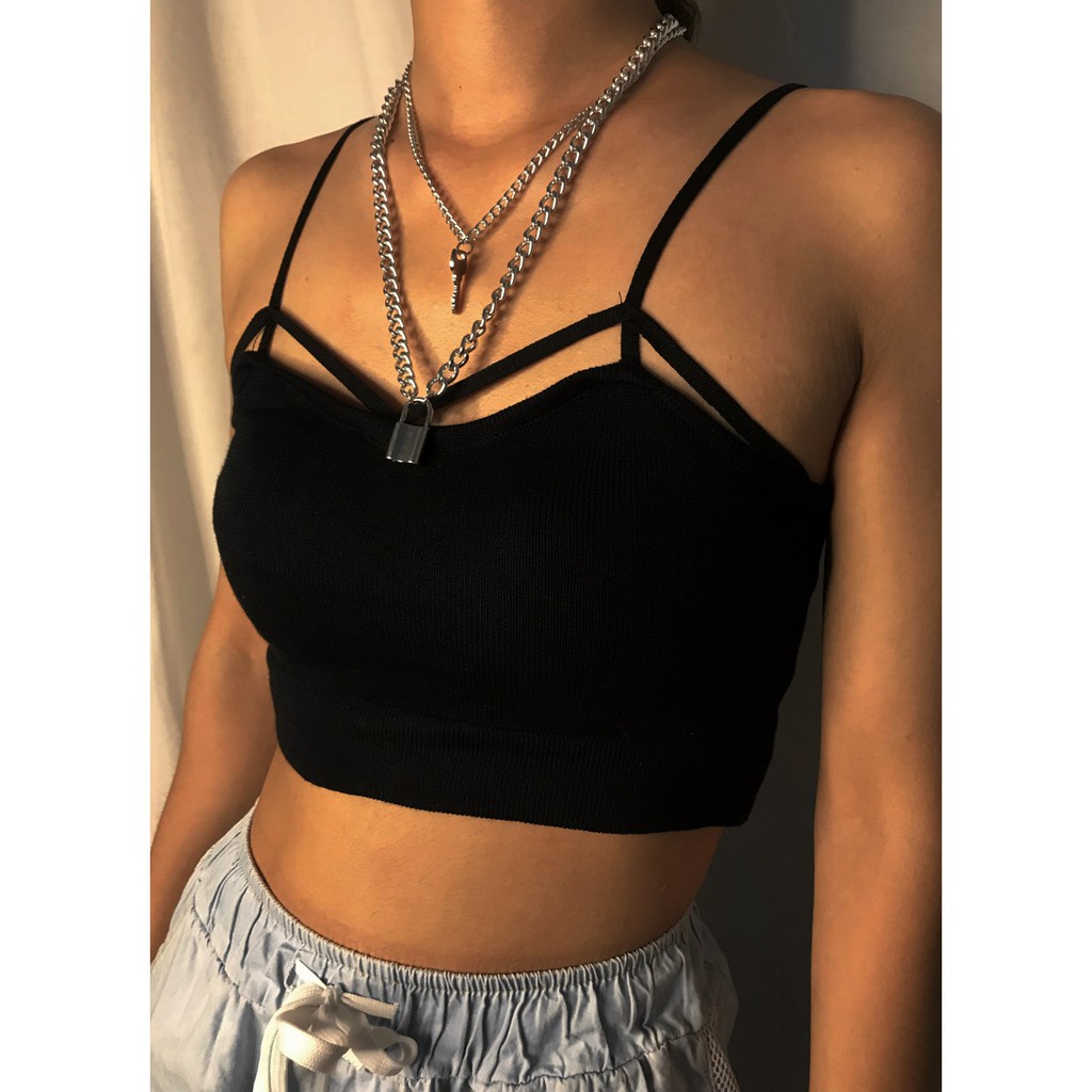 【Anti karat】COD Korean Fashion Kalung Gembok Emas Liontin Rantai Wanita Retro Simple Kunci L08