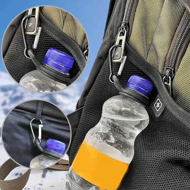 Klip Carabiner Holder Botol Minum Portable Bahan Aluminum Warna Acak