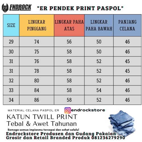 ORIGINAL Endrock celana pendek Paspol Celana pendek pria full print