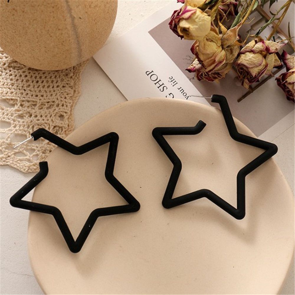 ROW Accessories Geometric Earrings Fashion Hoop Earring Colorful Star Women Cute Personality Vintage Bright Fluorescence/Multicolor