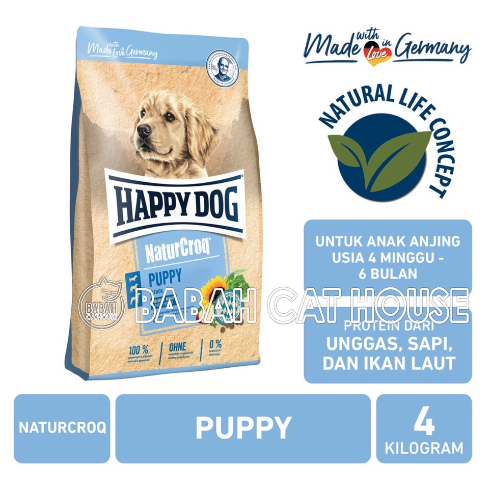 HAPPY DOG NATURCROQ PUPPY 4KG Dog Food HD Makanan Anak Anjing Kering Pencernaan Sensitiv Hapy Sensit